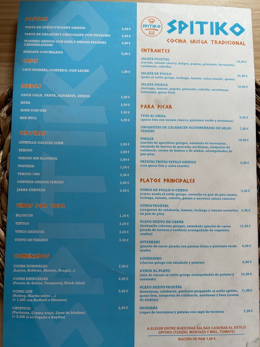 Menu Spitiko - Restaurante Griego-7